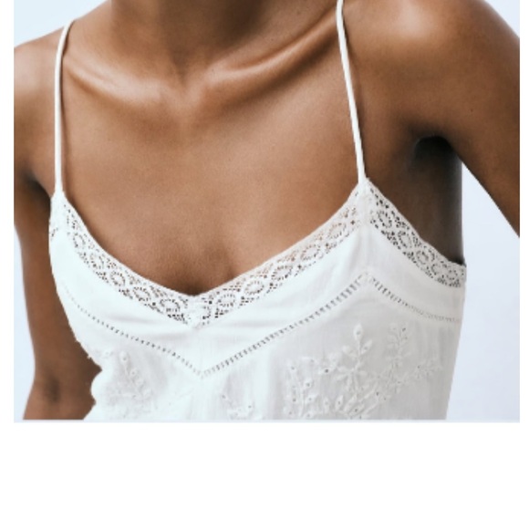 Zara White SHORT EMBROIDERED DRESS - size XS - Picture 2 of 10